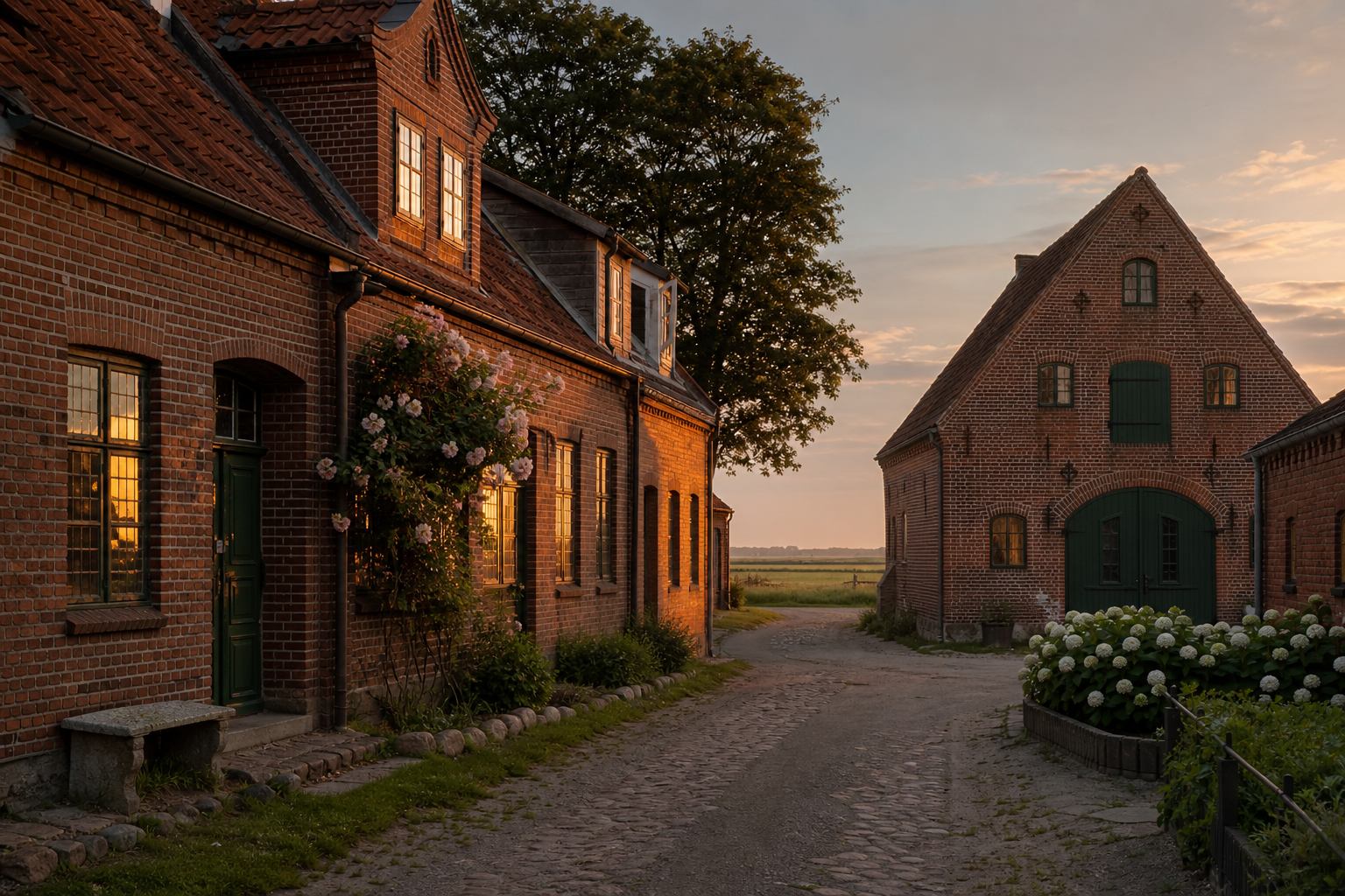 Backsteinfassaden in einem norddeutschen Dorf