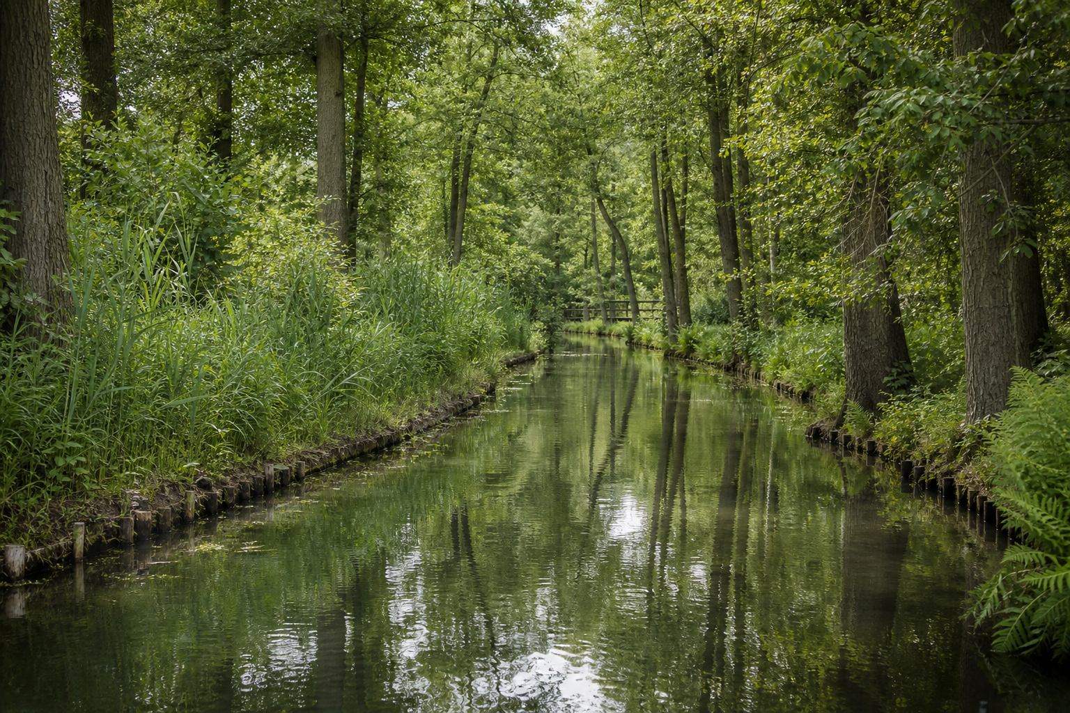 Schmaler Wasserweg im Spreewald
